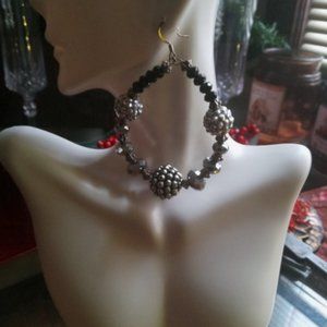 Black & Silver beaded earrings.